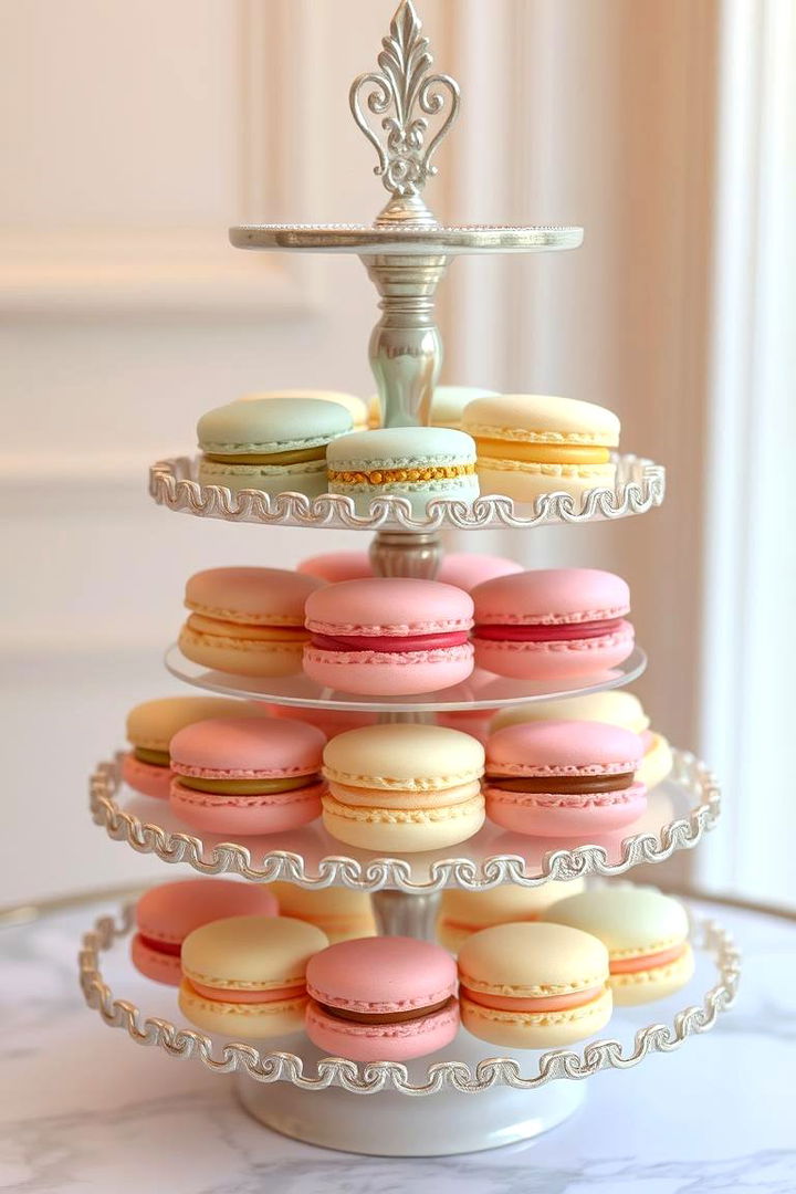 Elegant Macaron Display - 22 Wedding Dessert Ideas