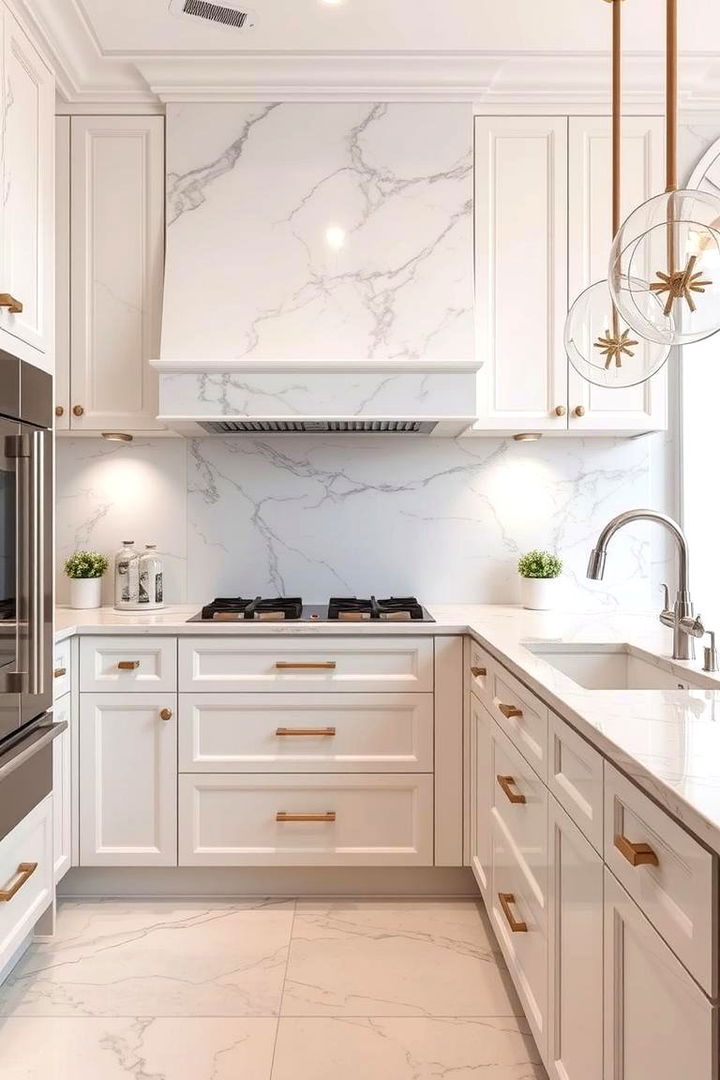 Elegant Marble Accents - 22 Kitchen Backsplash Ideas