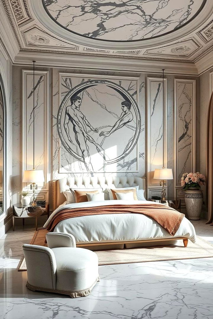 Elegant Marble Accents in Greek Bedrooms - 22 Greek Bedroom Design Ideas