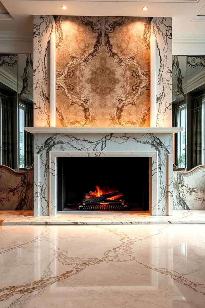 Elegant Marble Accents - 22 3 Sided Fireplace Ideas