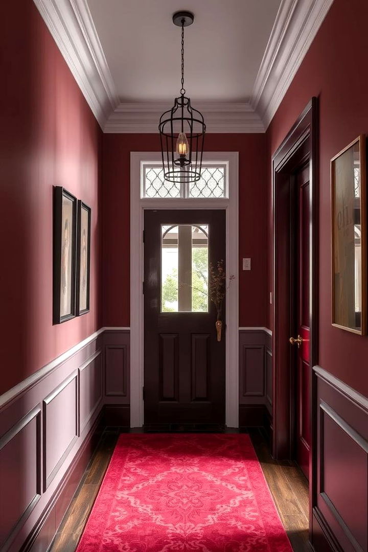 Elegant Maroon Refinement for Hallways - 22 Monochromatic Color Schemes for Rooms