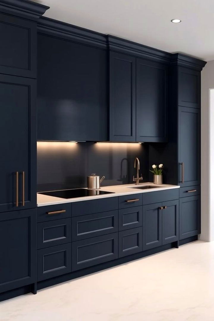 Elegant Matte Navy Cabinets - 22 Navy Blue Kitchen Cabinets Ideas