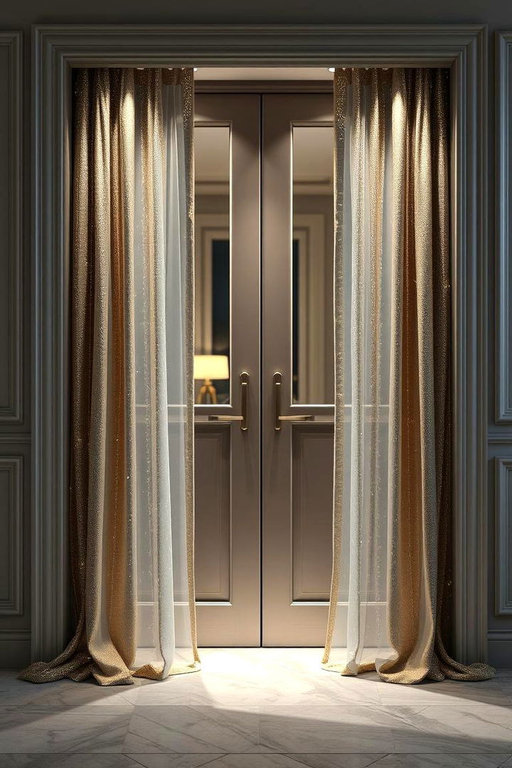 Elegant Metallic Accents - 22 French Door Curtain Ideas