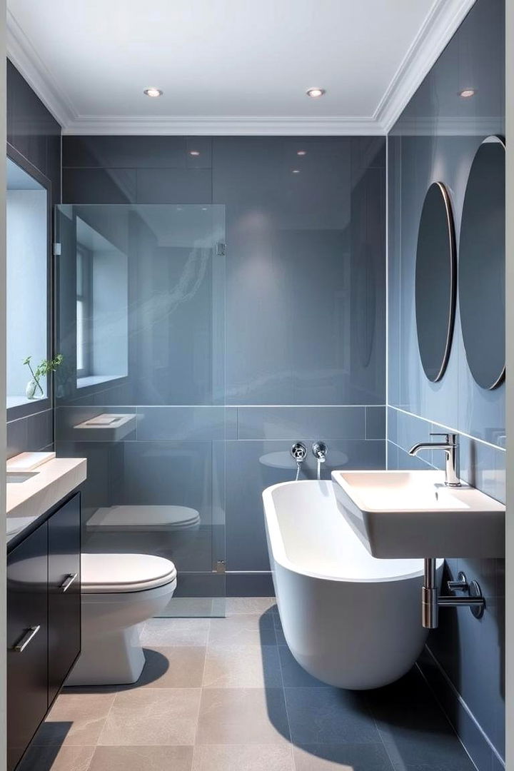 Elegant Monochrome Bathroom - 22 Blue and Gray Bathroom Ideas