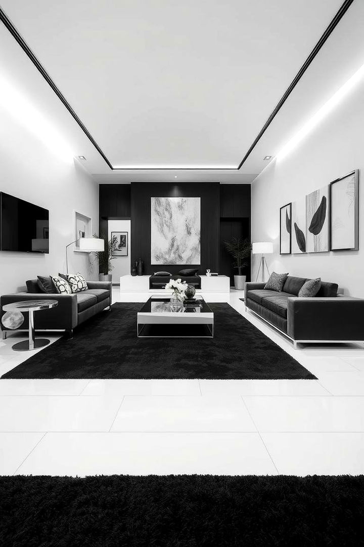 Elegant Monochrome Fusion - 22 Black Carpet Living Room Ideas