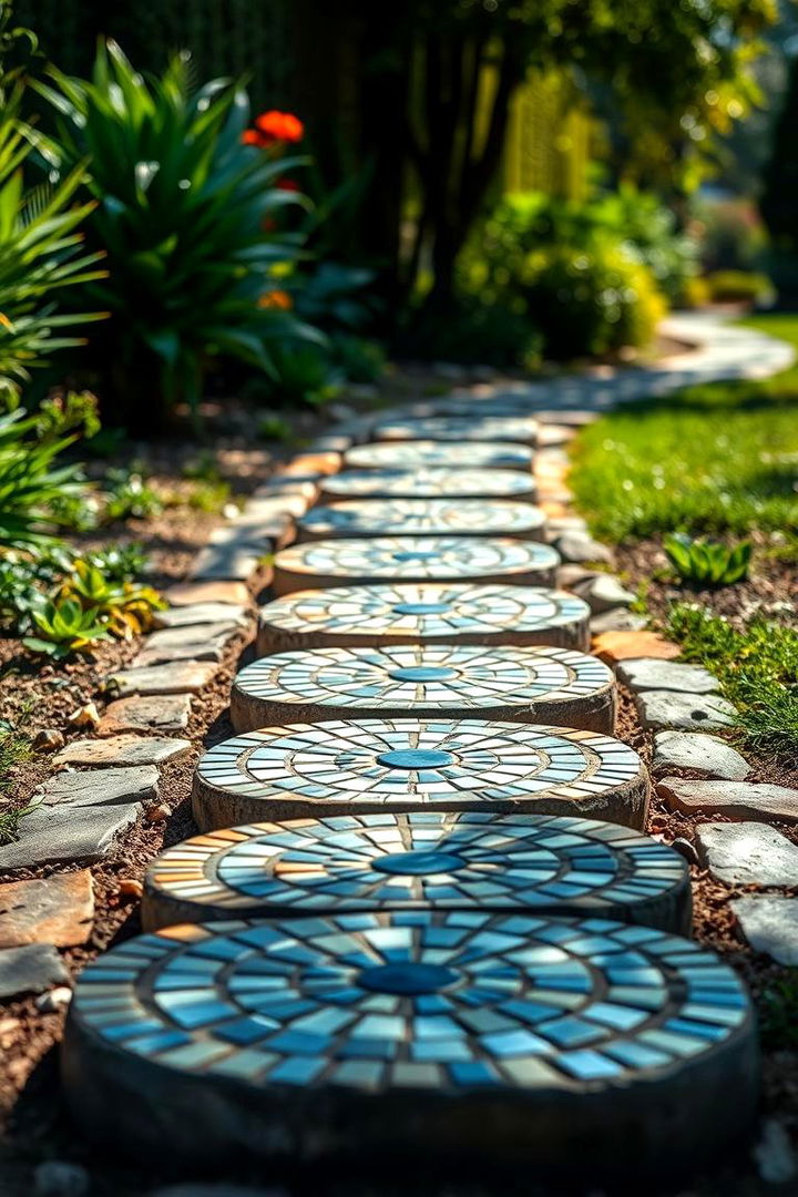 Elegant Mosaic Stepping Stones - 22 Mosaic Garden Ideas