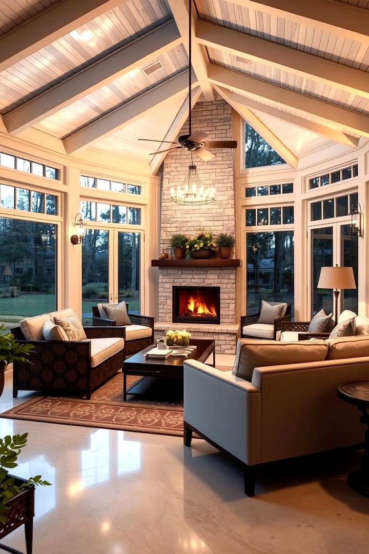 Elegant Multifunctional Space - 22 Sunroom With Fireplace Ideas