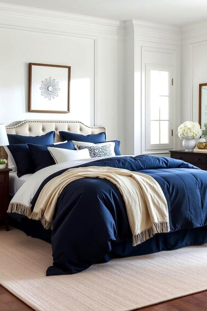Elegant Navy Bedding and Linens - 22 Navy Blue Bedroom Ideas