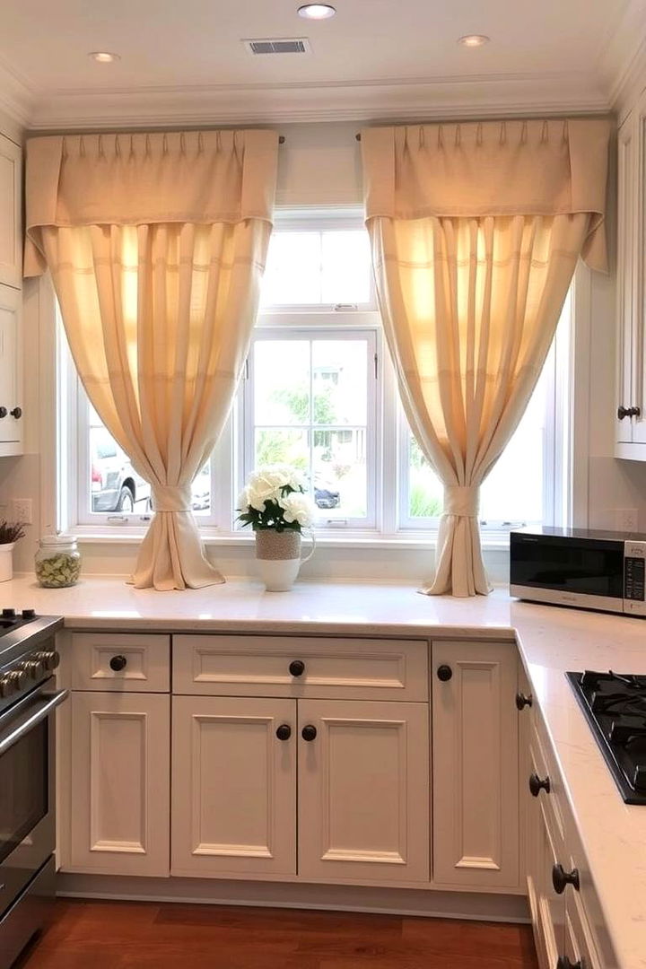 Elegant Neutrals Timeless Appeal - 22 Kitchen Curtain Ideas