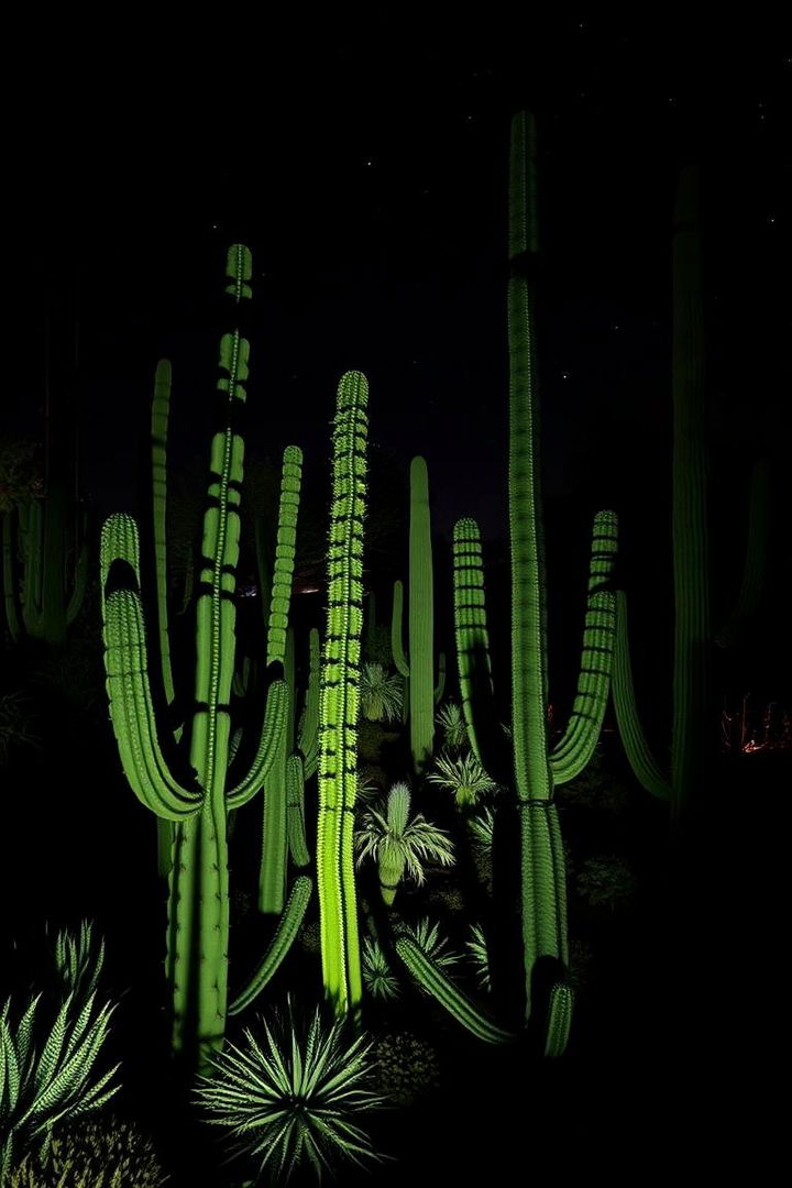 Elegant Nighttime Desert Garden - 22 Cactus Garden Ideas