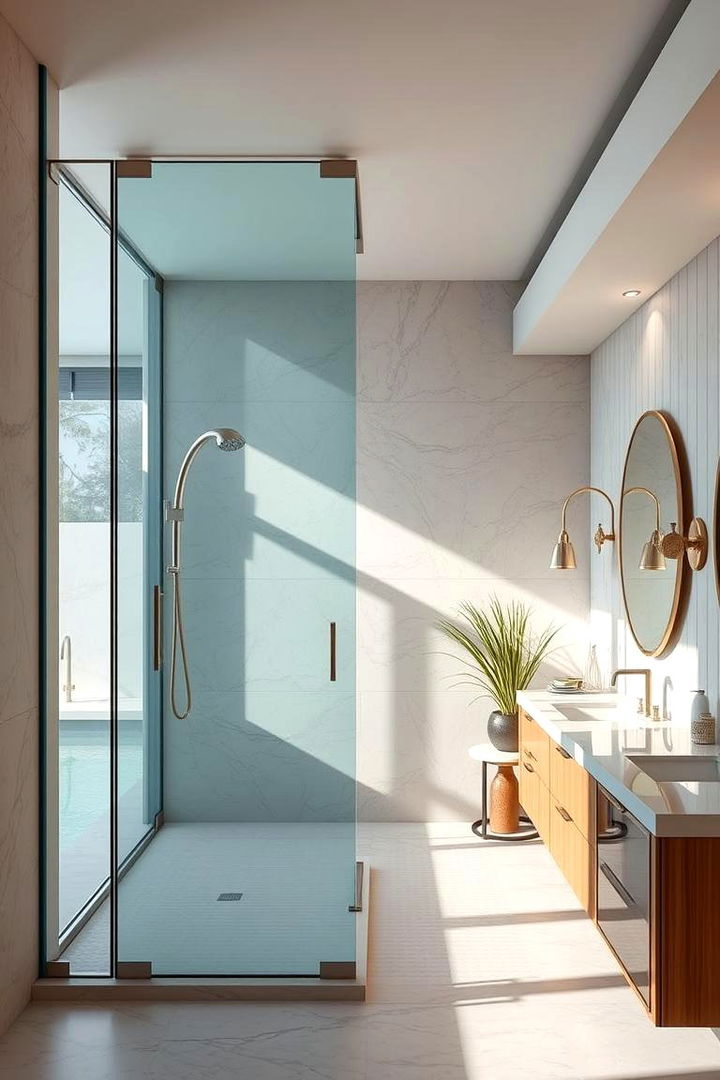 Elegant Open Air Shower Design - 22 Pool Bathroom Ideas