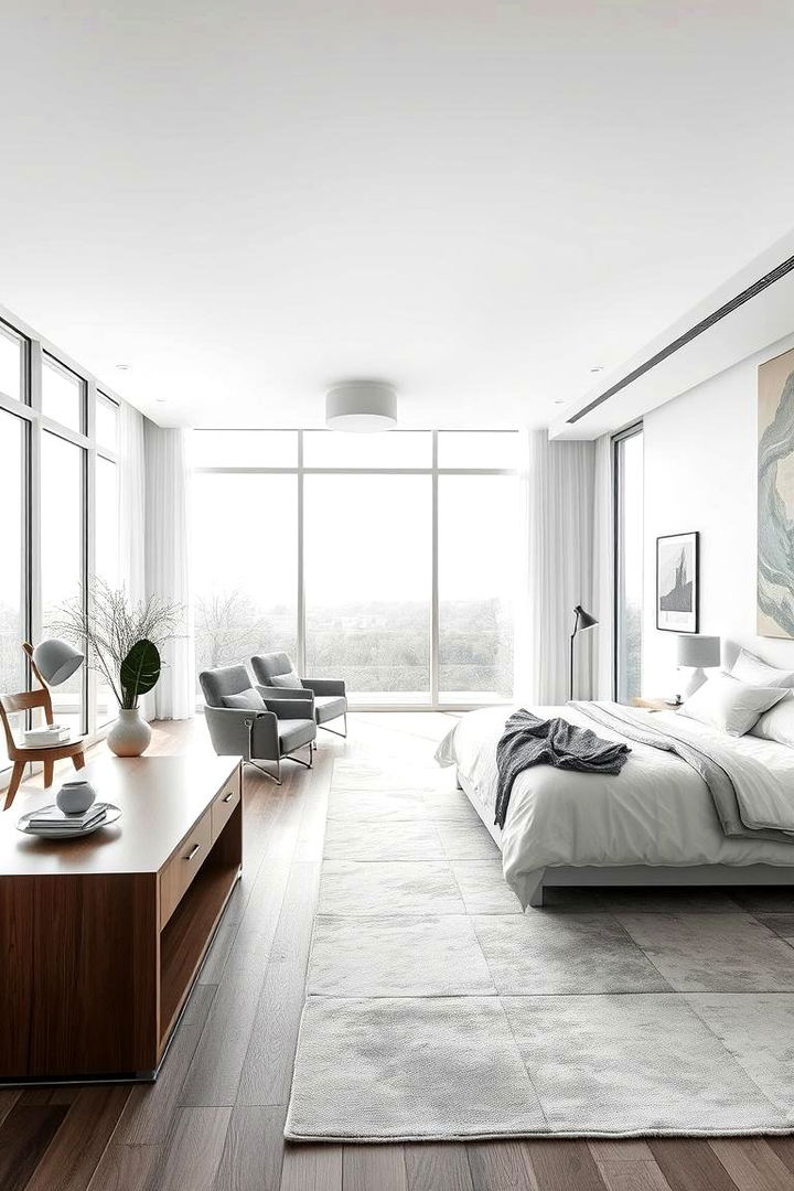 Elegant Open Concept Design - 22 Grey and White Bedroom Ideas