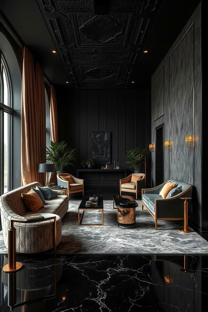 Elegant Opulence Infusion - 22 Black Floor Living Room Ideas