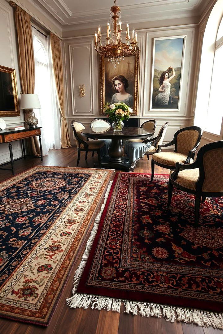 Elegant Patterned Rugs - 22 Glam Dining Room Ideas