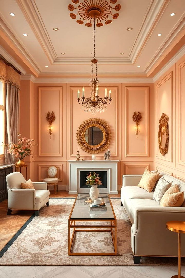 Elegant Peach and Gold Fusion - 22 Peach Bedroom Ideas