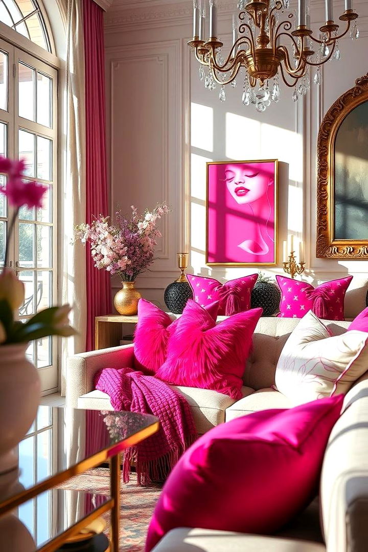 Elegant Pink Accents - 22 Hot Pink Bedroom Ideas