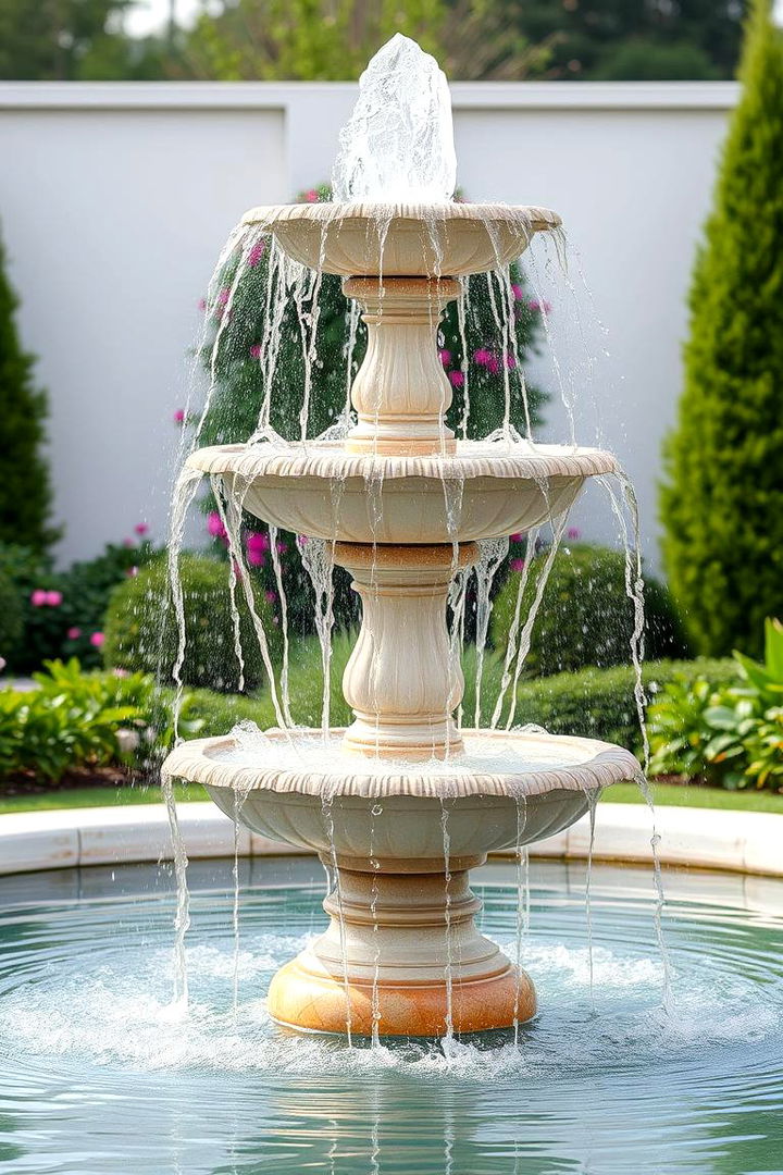 Elegant Pink Water Feature - 22 Pink Garden Ideas