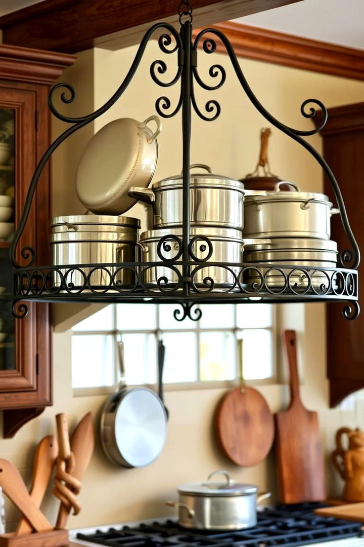 Elegant Pot Racks Display - 22 Victorian Kitchen Ideas