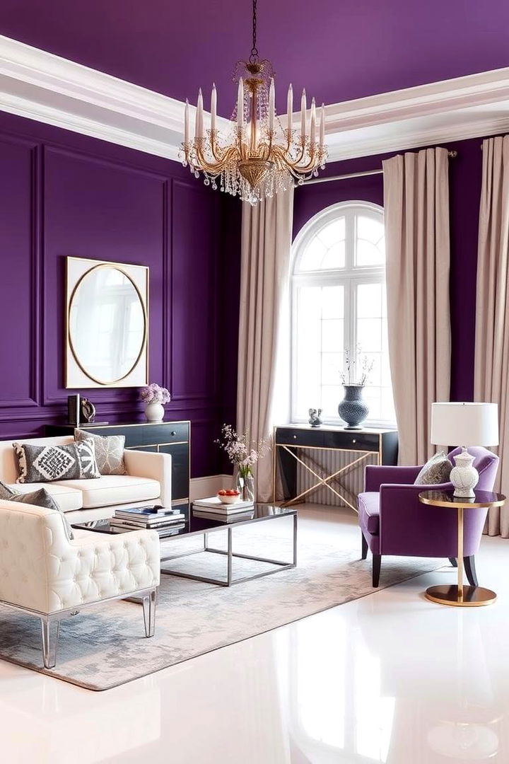 Elegant Purple and White Palette - 22 Purple Living Room Ideas