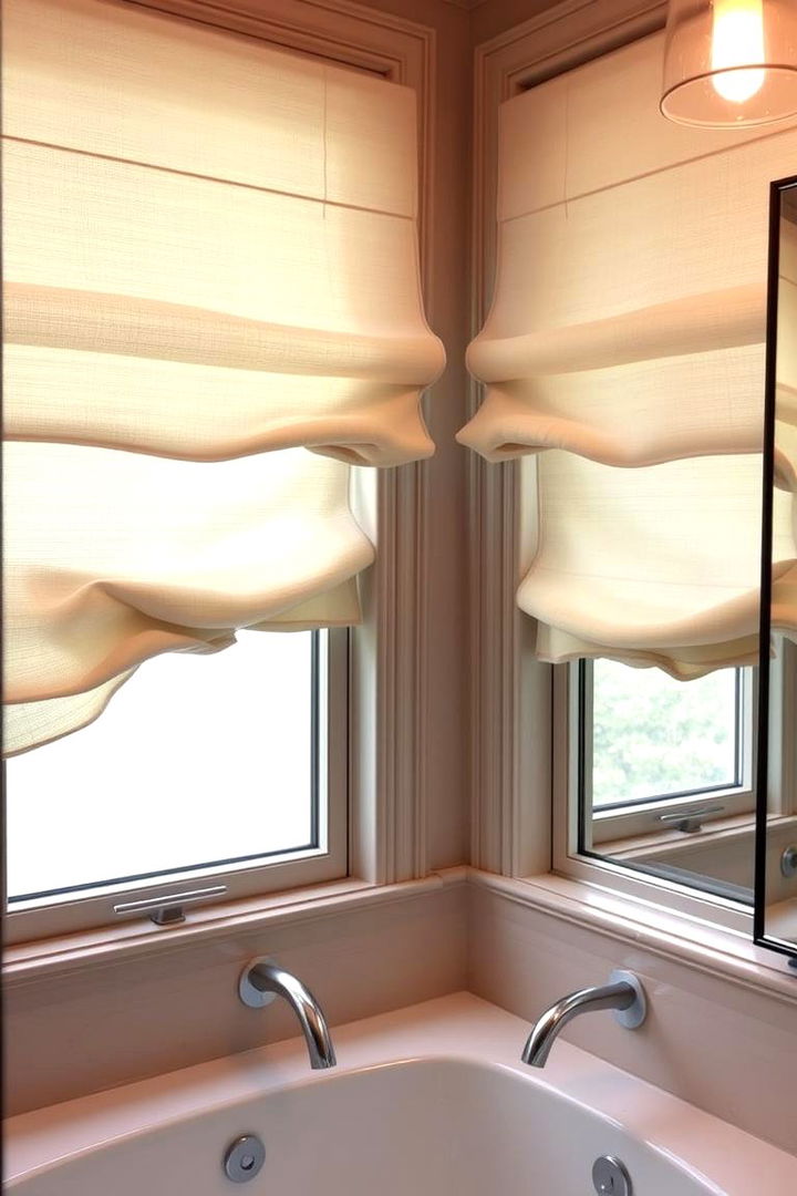 Elegant Roman Shades - 22 Bathroom Window Treatment Ideas