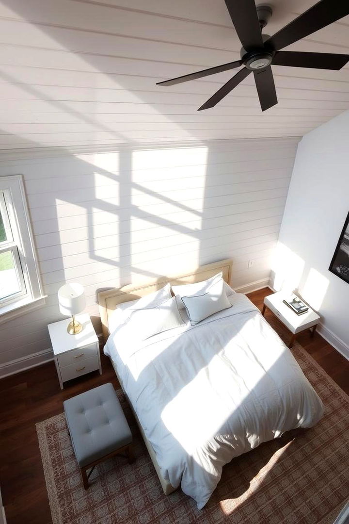 Elegant Shiplap with Subtle Lighting - 22 Shiplap Bedroom Ideas