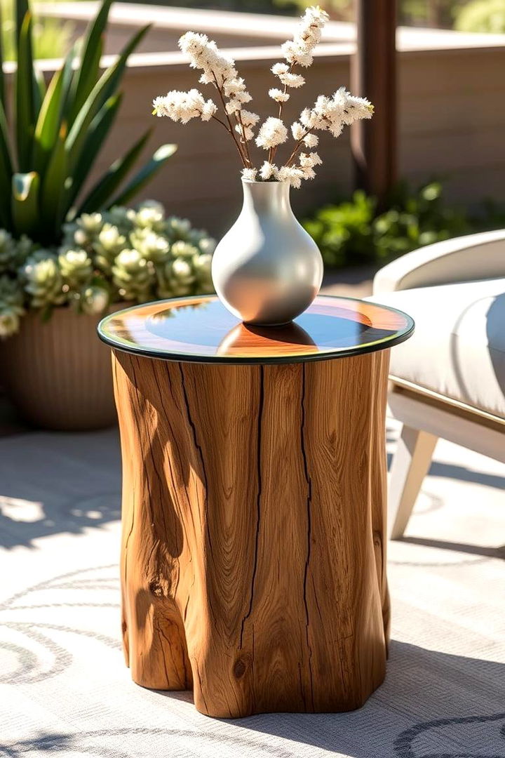 Elegant Side Table Accent - 22 Tree Stump Decorating Ideas