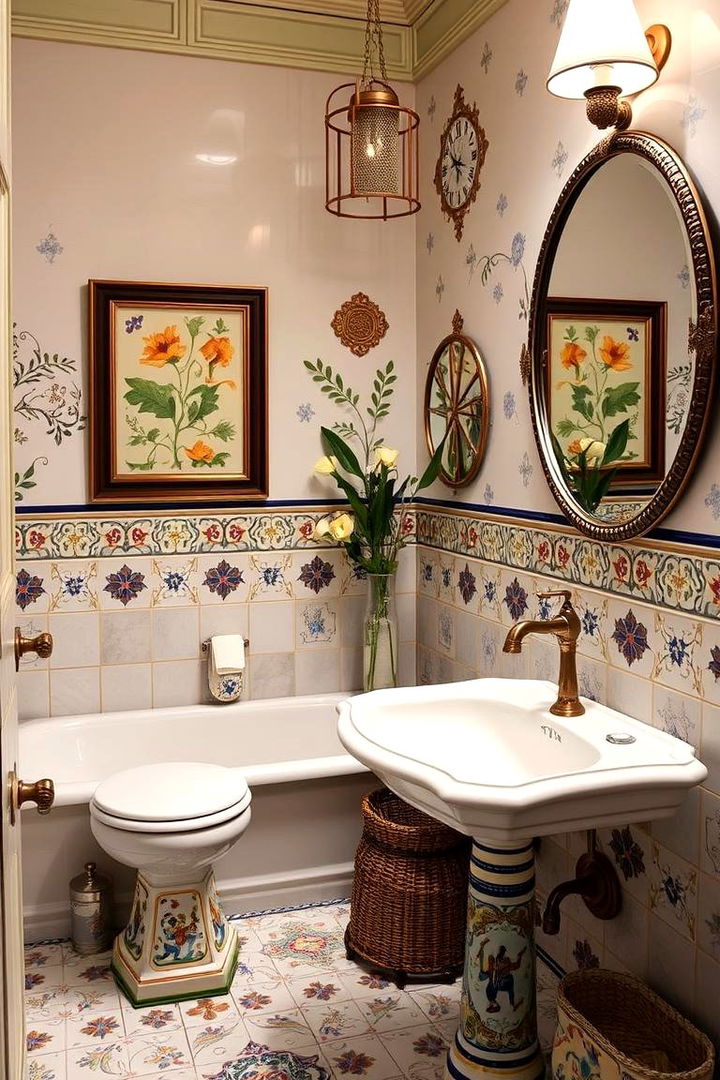 Elegant Spanish Faience Accents - 22 Spanish Style Bathroom Ideas