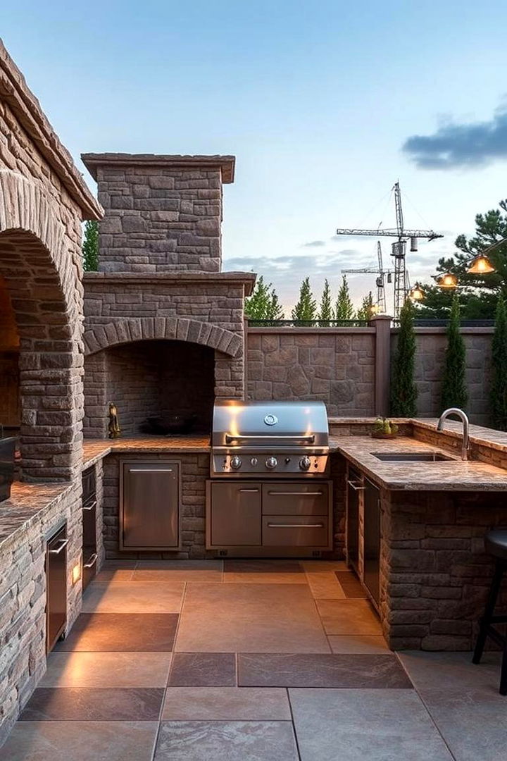 Elegant Stone Grilling Area - 22 Bbq Island Ideas
