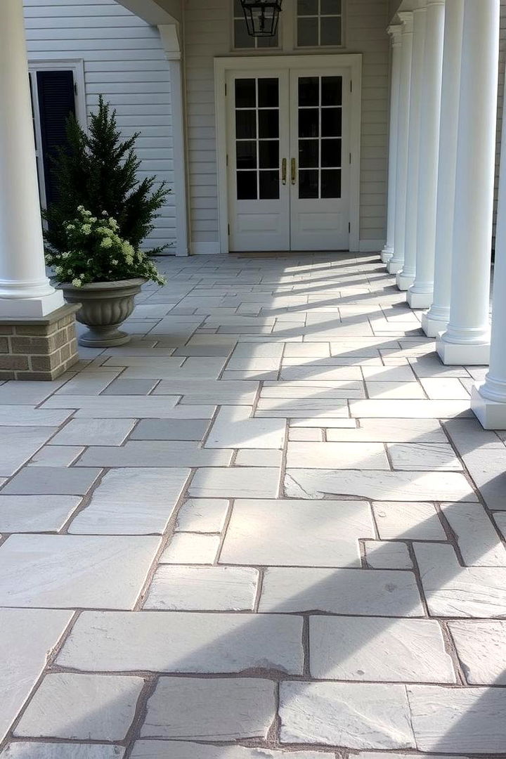 Elegant Stone Paver Flooring - 22 Colonial Front Porch Ideas