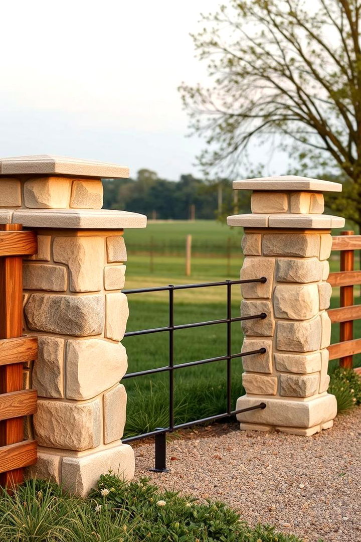 Elegant Stone Pillar Farm Fence - 22 Farm Fence Ideas