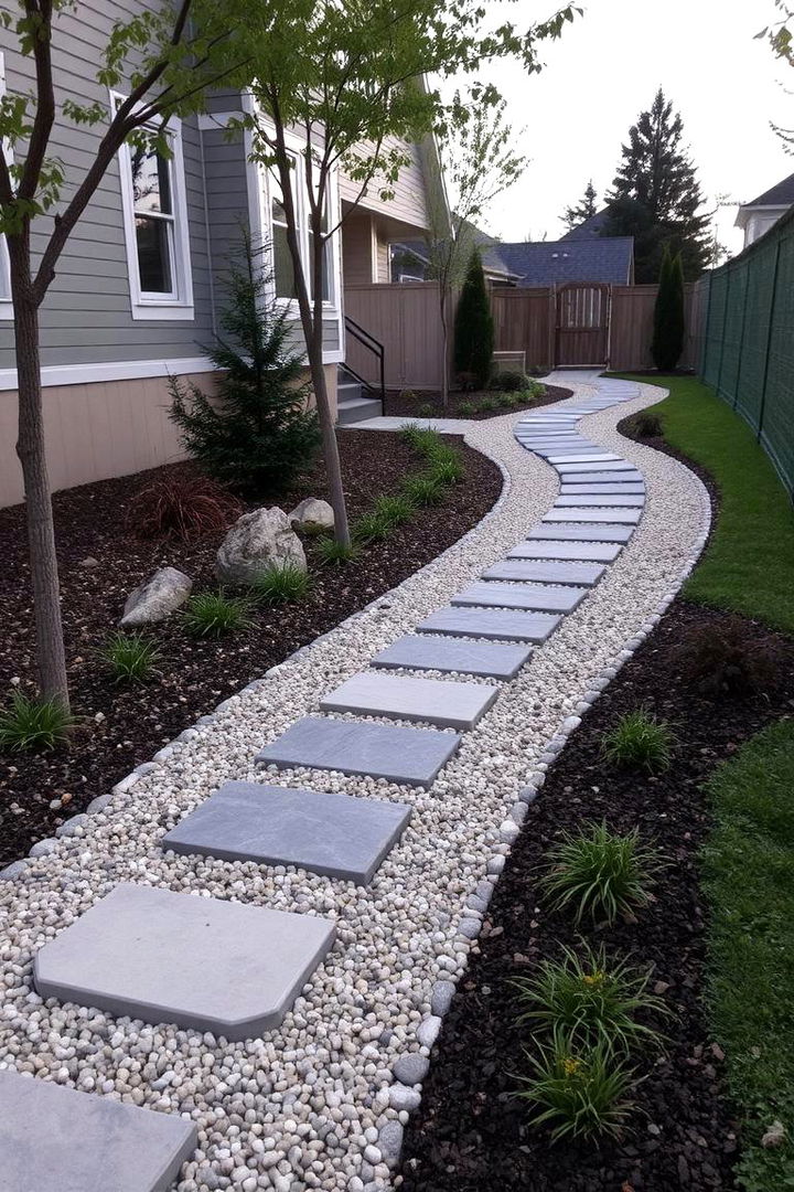 Elegant Stone and Gravel Mix - 22 Pea Gravel Walkway Ideas
