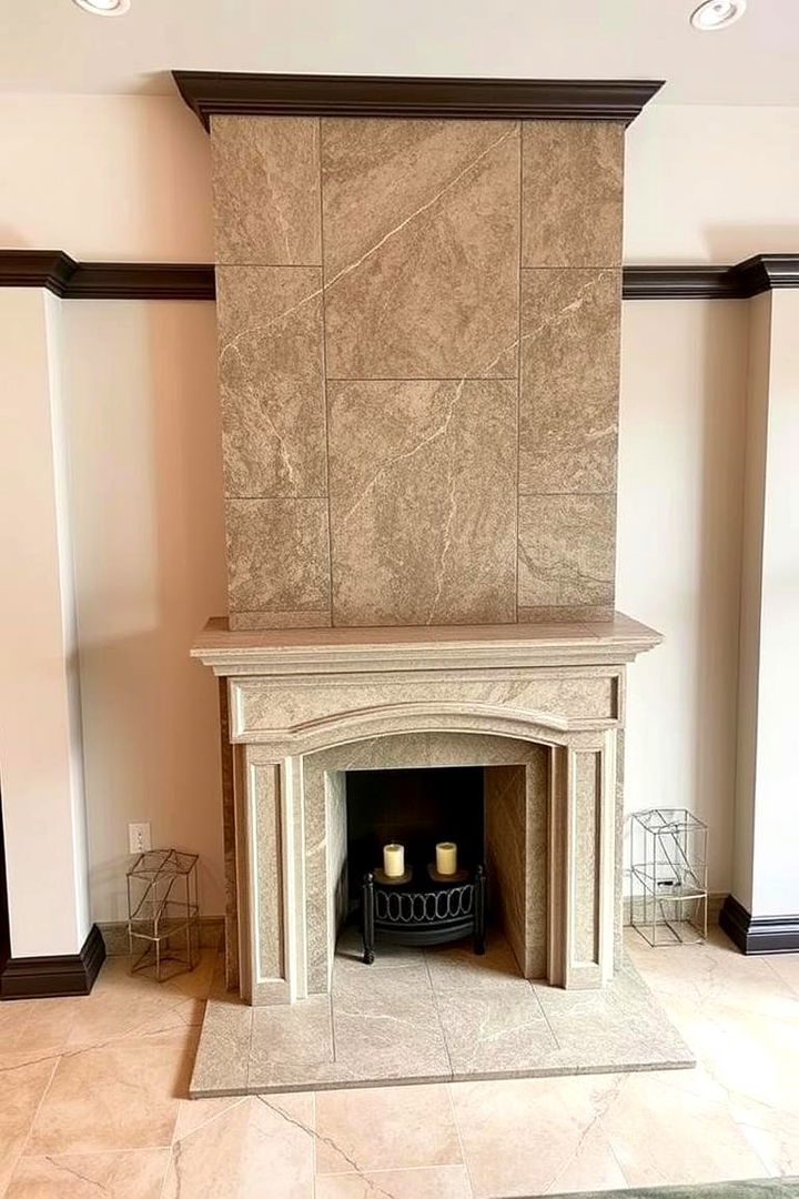 Elegant Stucco and Stone Blend - 22 Stucco Fireplace Ideas