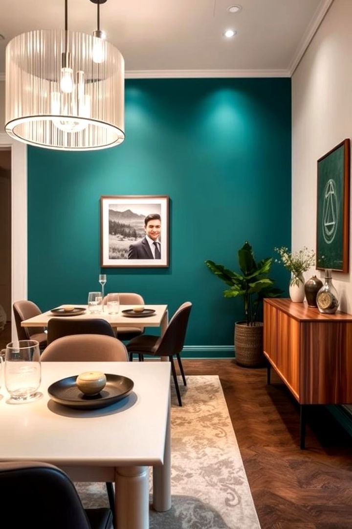 Elegant Teal Accent Wall - 22 Teal Dining Room Ideas