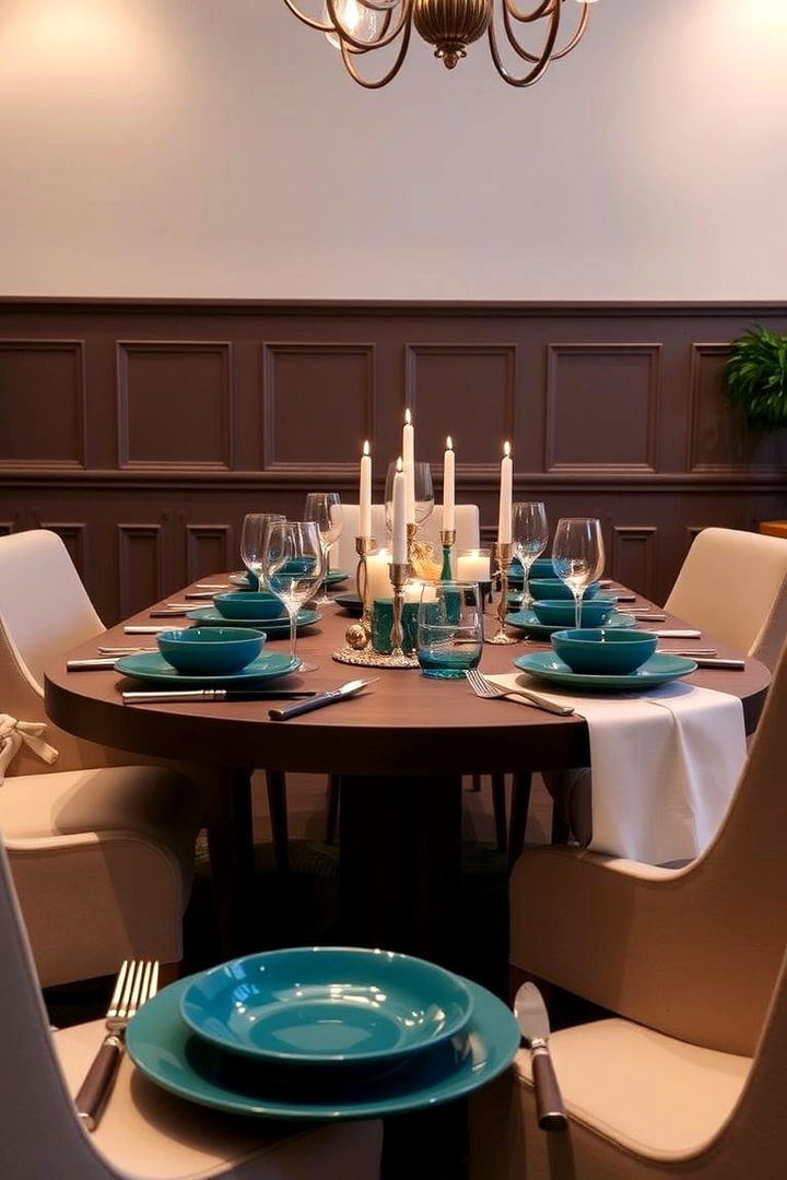 Elegant Teal Table Settings - 22 Teal Dining Room Ideas