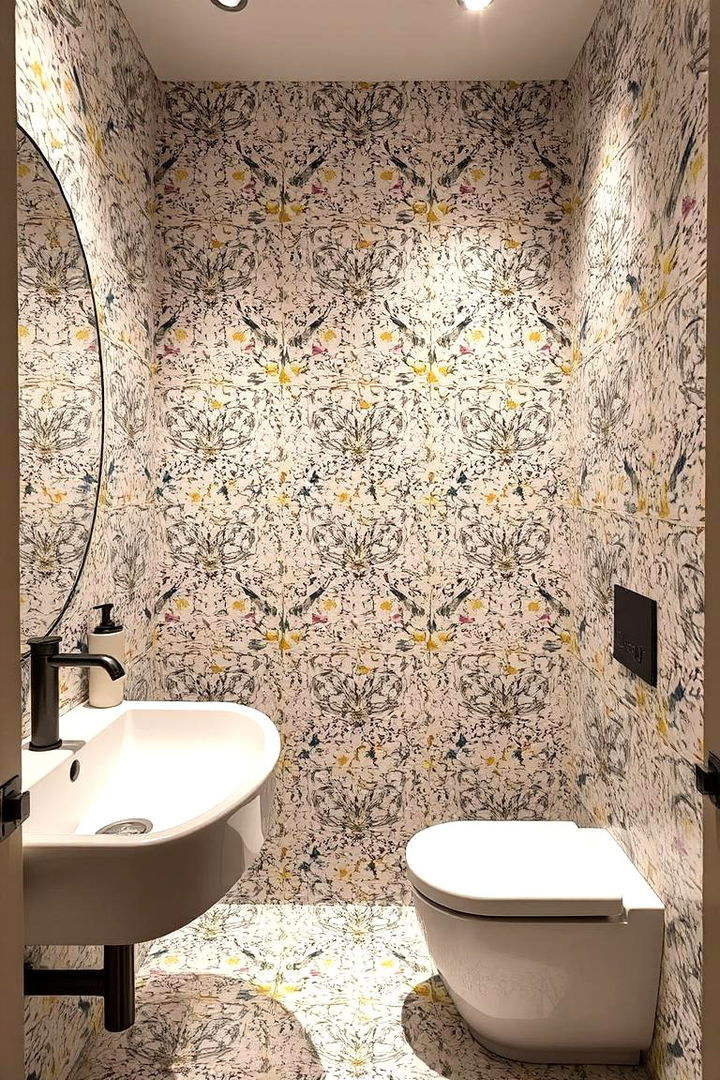 Elegant Terrazzo - 22 Powder Room Floor Tile Ideas