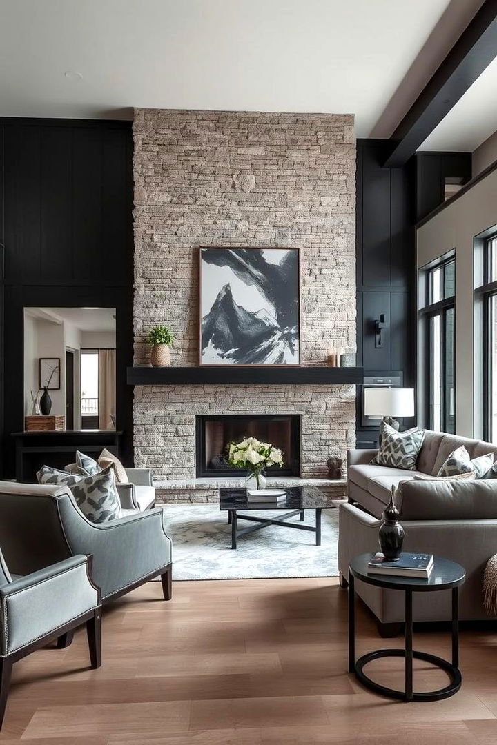 Elegant Textural Layers - 22 Black Shiplap Fireplace Ideas