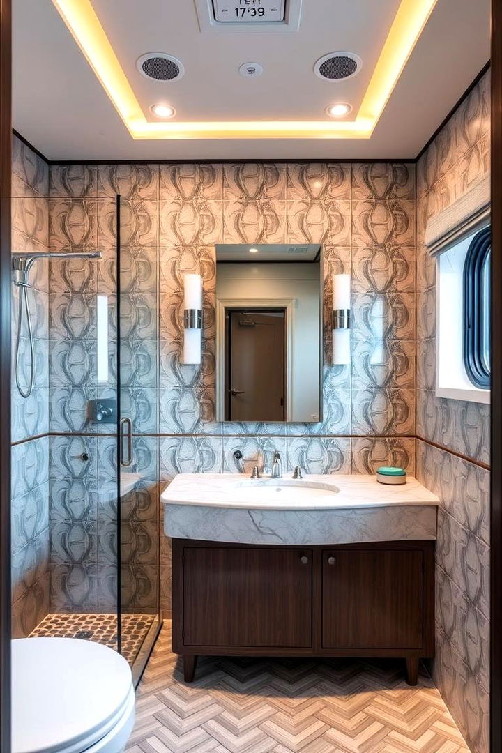 Elegant Tile and Pattern Selections - 22 Small Rv Bathroom Ideas