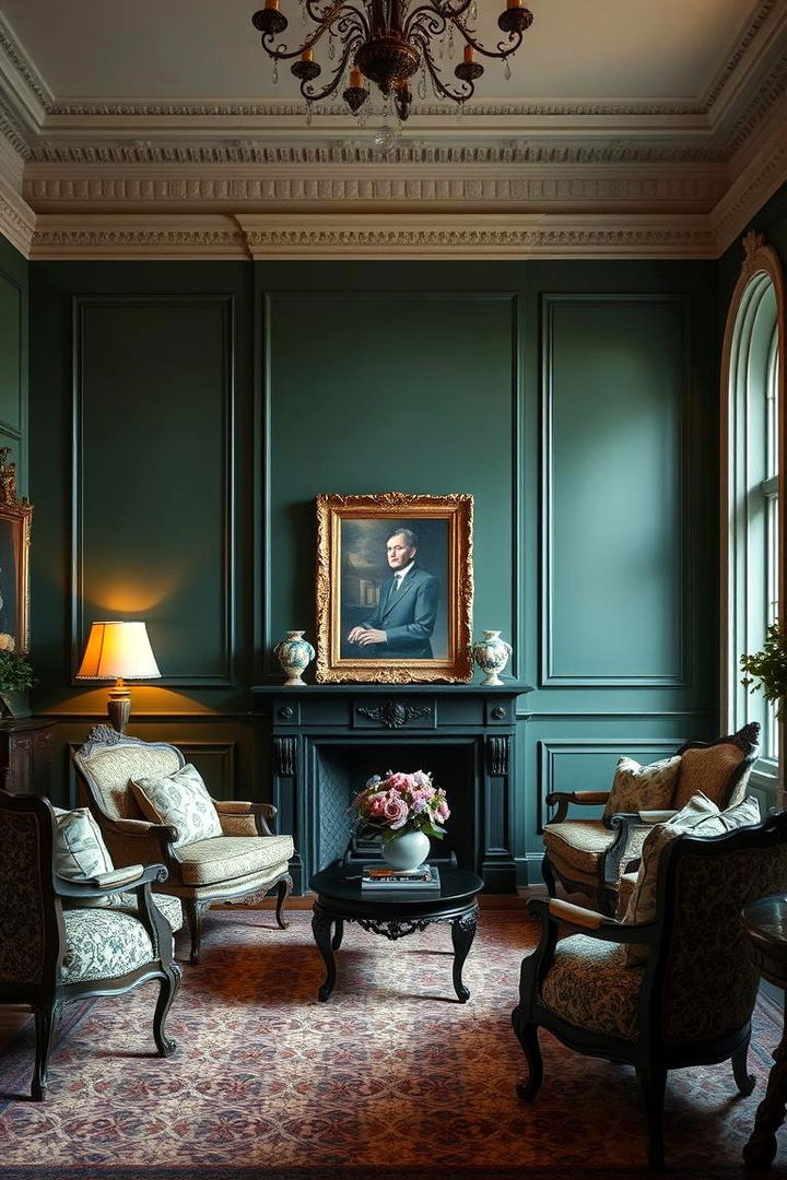 Elegant Traditional Vibe - 22 Dark Green Accent Wall Ideas
