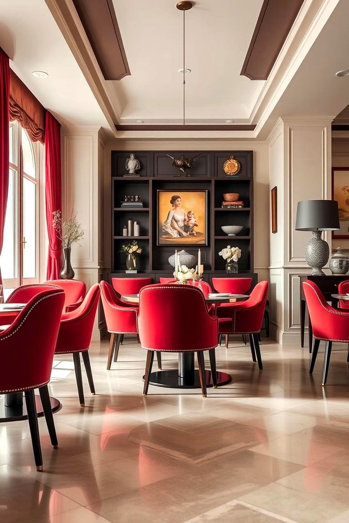 Elegant Upholstered Red Chairs - 22 Red Dining Room Ideas