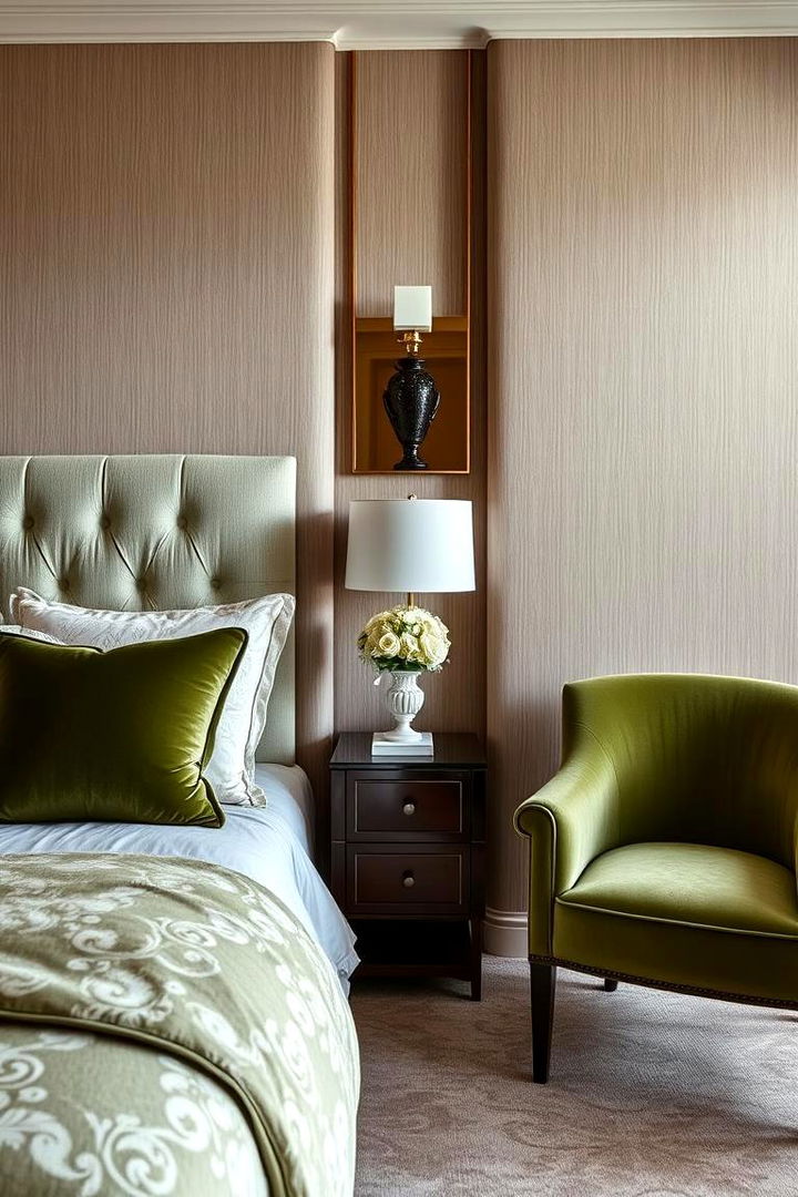 Elegant Upholstery Details - 22 Jade Green Bedroom Ideas