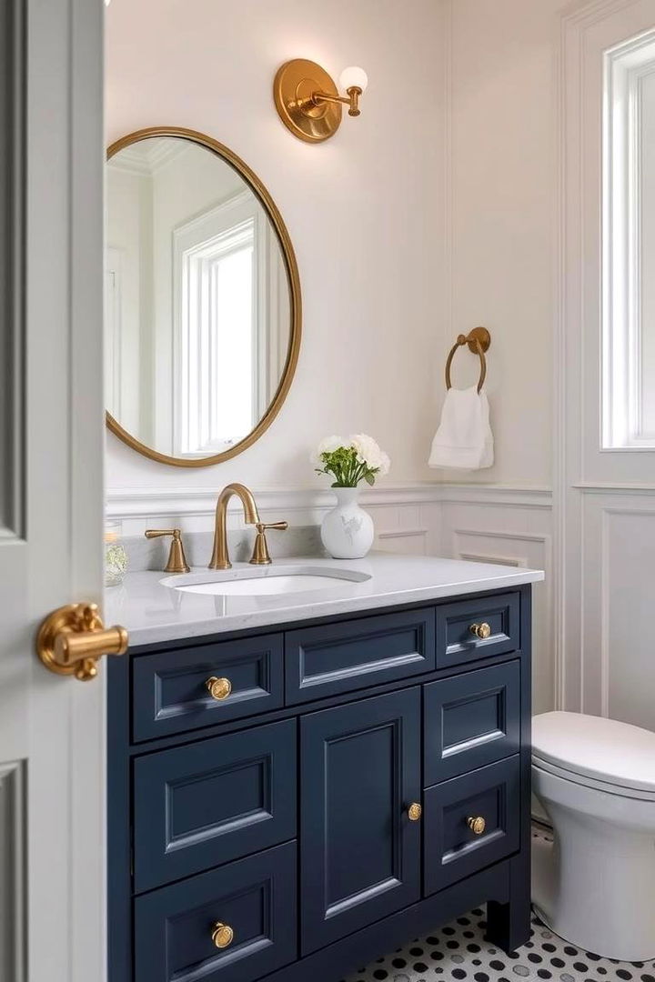 Elegant Vanity Designs in Navy - Navy Blue Powder Room Ideas for Bold and Elegant Style
