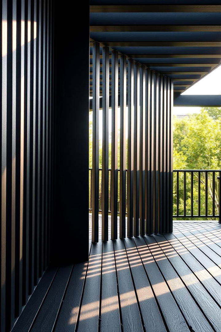 Elegant Vertical Slats - 22 black deck railing ideas
