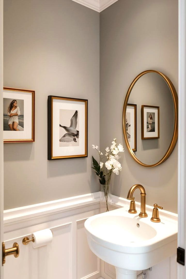 Elegant Wall Art Display - 22 Powder Room Ideas