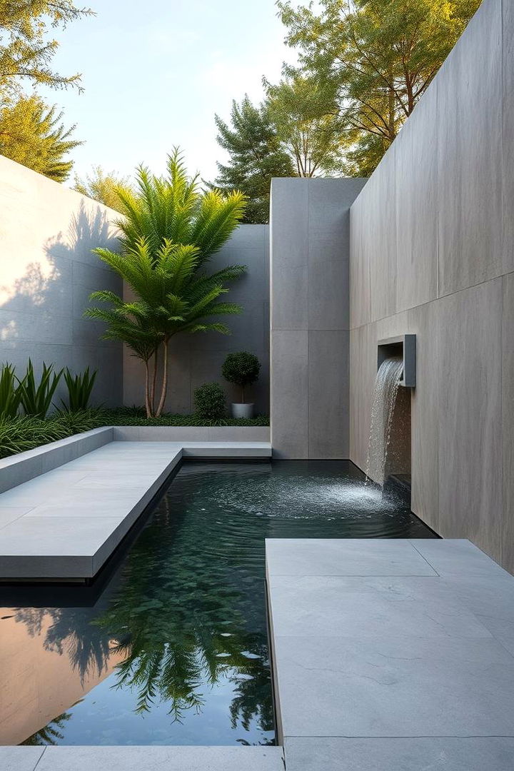 Elegant Water Feature - 22 Sunken Patio Ideas