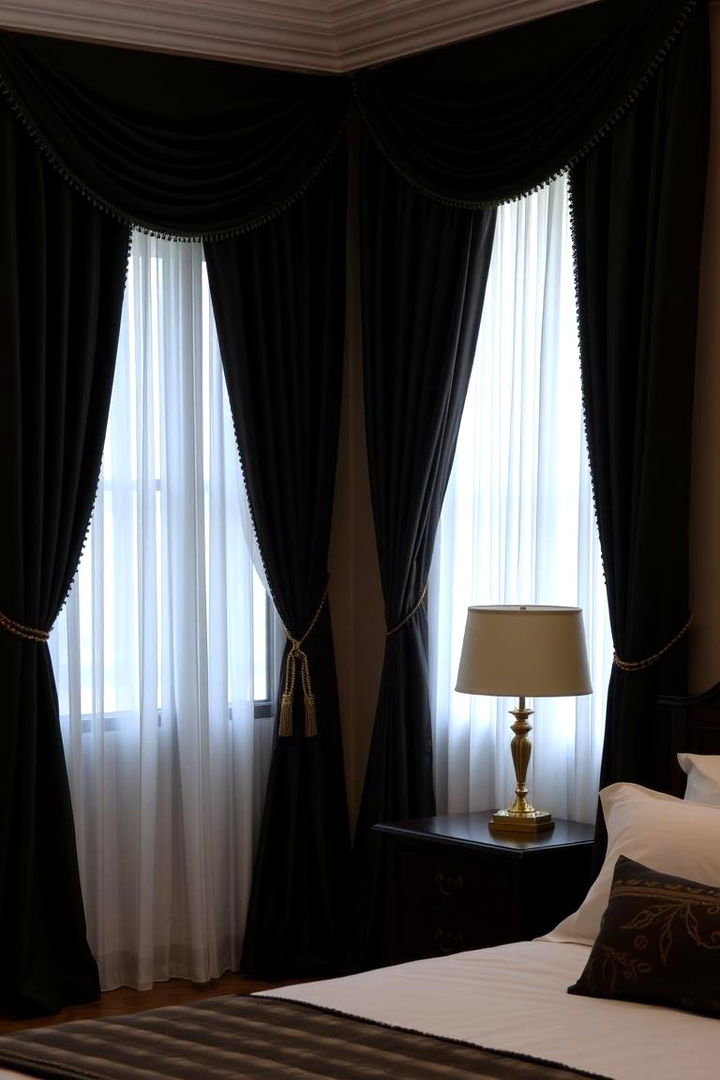 Elegant Window Treatments - 22 Black and Gold Bedroom Ideas