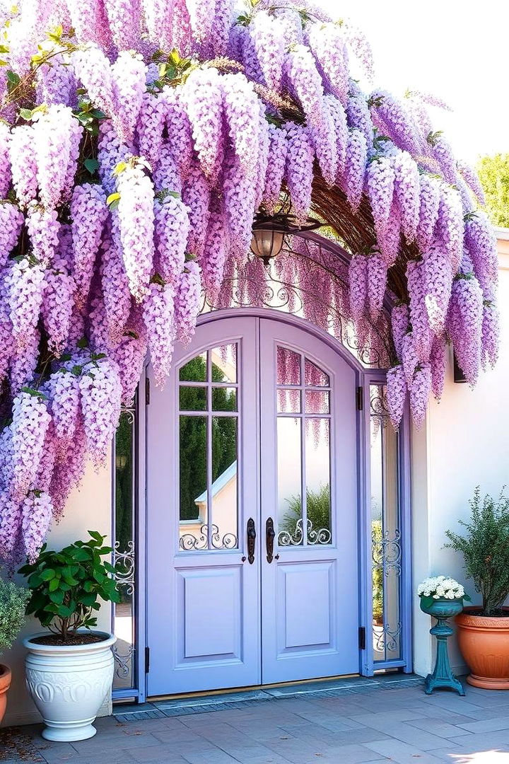 Elegant Wisteria Draped Gate - 22 Japanese Garden Gate Design Ideas