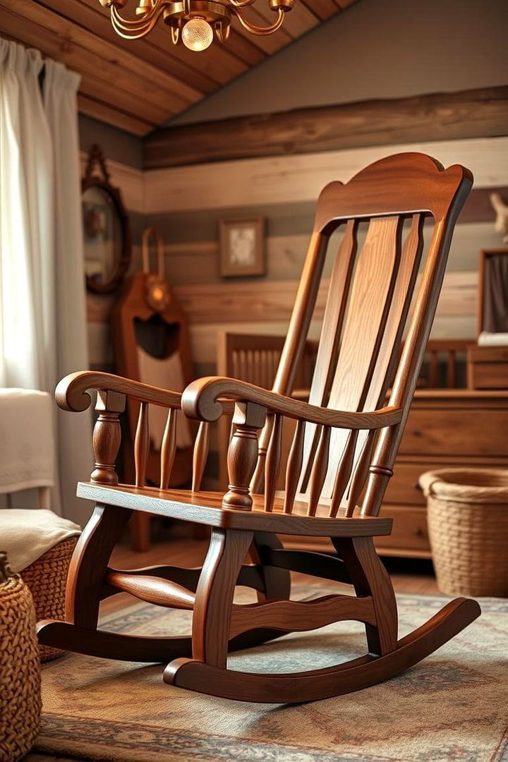 Elegant Wooden Rocking Chair - 22 Rustic Nursery Ideas
