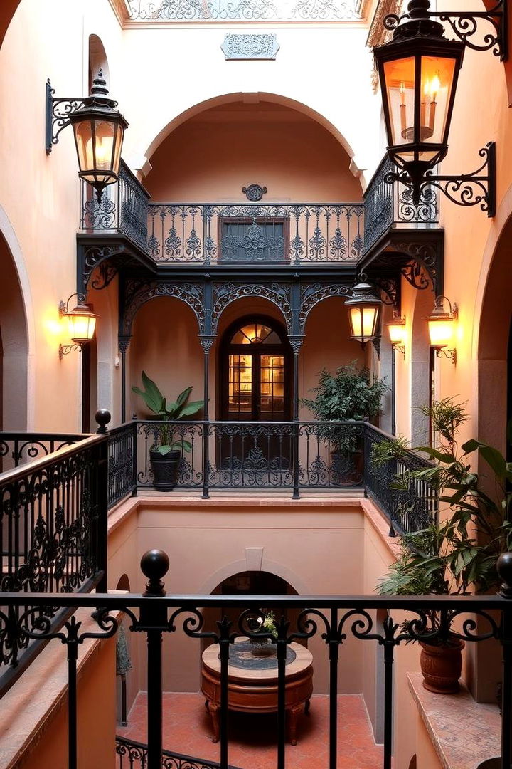 Elegant Wrought Iron Accents - 22 Spanish Courtyard Ideas
