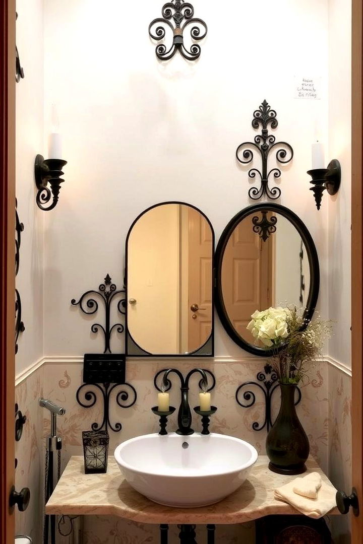 Elegant Wrought Iron Details - 22 Tuscan Bathroom Ideas