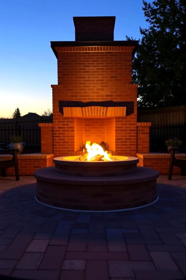 Elevated Brick Hearth - 22 Brick Fire Pit Ideas
